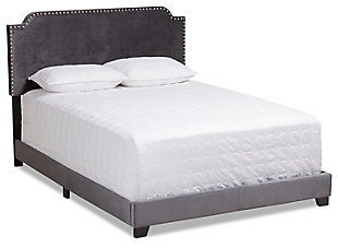 Velvet Full Upholstered Bed, , large