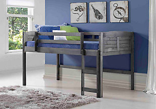 Kids Louvered Twin Low Loft Bed, , rollover