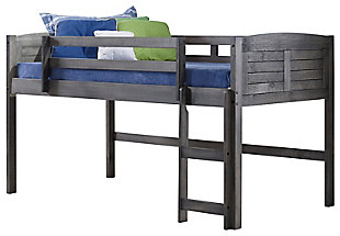 Kids Louvered Twin Low Loft Bed, , large