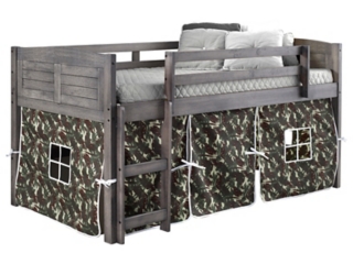 Kids Louvered Low Loft Bed With Tent