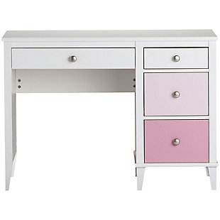 Just because they’re outgrowing their clothes doesn’t mean they should outgrow their bedroom furniture. Offering an on-trend transitional look that complements so many styles, the quality-built Little Seeds Monarch Hill Poppy desk has a sense of staying power you’re sure to love. What a sophisticated choice befitting every age and stage.Made of engineered wood/laminated particle board | Non-toxic, three-tone (white, light pink and dark pink) finish | 4 smooth-gliding drawers | 2 sets of metal knobs for customized look | 1-year warranty | Assembly required