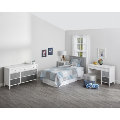 Three Tone Monarch Hill Poppy Grey and White Desk, Gray, rollover