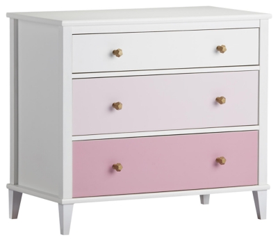 3 Drawer Monarch Hill Poppy Pink And White Dresser Ashley