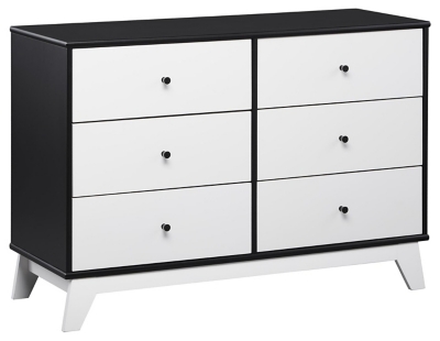 6 Drawer Rowan Valley Flint Black and White Dresser, Black, large