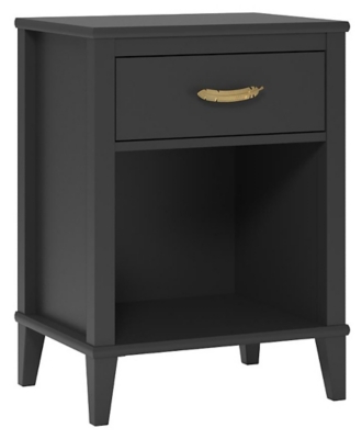 Single Drawer Monarch Hill Hawken Black Nightstand, , large