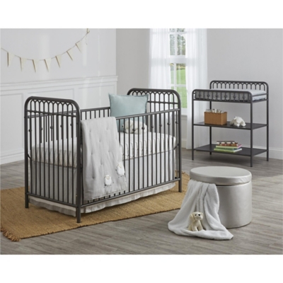 grey metal crib