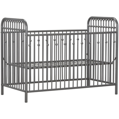 gray metal crib