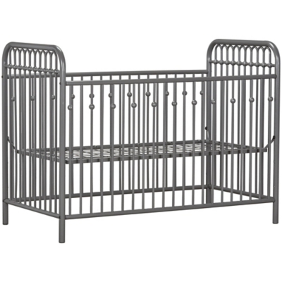 Little Seeds Monarch Hill Ivy Metal Crib, Gray, large