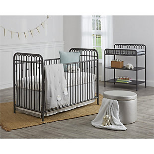 Make your nursery prim and proper with the Victorian-inspired Little Seeds Monarch Hill Ivy metal crib. Modeled after wrought iron furnishings of the period, this crib’s arched metal tubes and decorative ball castings reflect timeless elegance. Adjust the mattress to three different heights as baby grows, and give your little darling a refined sleeping spot that lasts.Made of metal | Nontoxic gray paint | High-quality finish that resists scuff and scratches | Crib fits a standard size crib mattress (not included) | Metal mattress support adjusts to 3 different heights as your child grows | Supports up to 30 lbs. | Meets or exceeds the cpsia juvenile testing requirements to ensure your child’s safety | Purchase supports the little seeds animal habitat initiative | Little seeds partners with the national wildlife federation’s garden for wildlife program to help save the monarch butterfly | Assembly required