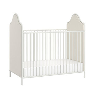 Little Seeds Piper Upholstered Metal Crib, Cream, large