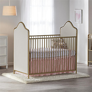 Little Seeds Piper Upholstered Metal Crib, Gold, rollover