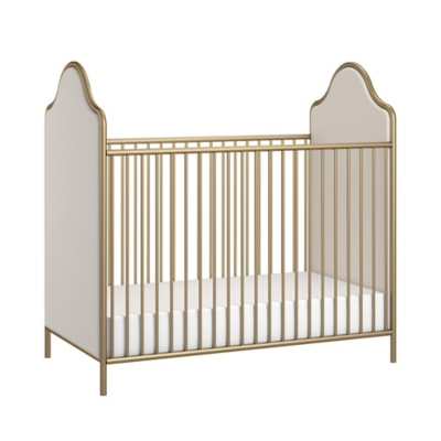 Little Seeds Piper Upholstered Metal Crib, Gold, large
