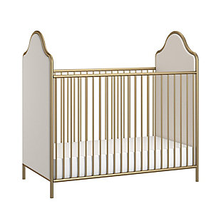 Little Seeds Piper Upholstered Metal Crib, Gold, large