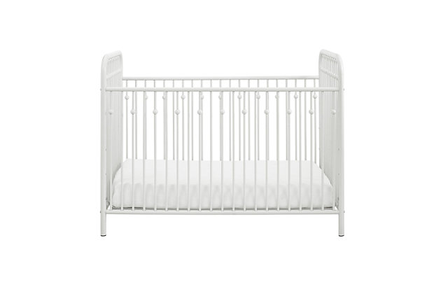 Make your nursery prim and proper with the Victorian-inspired Little Seeds Monarch Hill Ivy metal crib. Modeled after wrought iron furnishings of the period, this crib’s arched metal tubes and fine ball castings reflect timeless elegance. Adjust the mattress to three different heights as baby grows, and give your little darling a refined sleeping spot that lasts.Made of metal | Non-toxic white finish | High-quality powder-coating resists scuff and scratches | Crib fits a standard size crib mattress (not included) | Metal mattress support adjusts to 3 different heights as your child grows | Supports up to 30 lbs. | Meets or exceeds the cpsia juvenile testing requirements to ensure your child’s safety | Purchase supports the little seeds animal habitat initiative | Little seeds partners with the national wildlife federation’s garden for wildlife program to help save the monarch butterfly | Assembly required