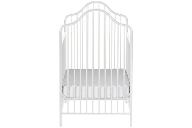 Make your nursery prim and proper with the Victorian-inspired Little Seeds Rowan Valley Lanley metal crib and changing table set. Modeled after wrought iron furnishings of the period, this set’s arched metal tubes and decorative ball castings reflect timeless elegance. The metal mattress support adjusts to three heights to grow with your son or daughter, and with two storage shelves, the changing table helps you keep all of baby’s necessities right at hand. Whether you want a modern take on antique style or have a period home, this classic look will grow with your little one.Made of metal | Non-toxic white finish | High-quality powder-coat finish that resists scuff and scratches | Crib fits a standard crib mattress (sold separately) | Changing table fits most standard-size changing pads (sold separately) | Changing table with 2 open shelves for storage | Stability tested to meet or exceed tip standards | Anti-tip kit included for extra protection | Purchase supports the little seeds animal habitat initiative | Little seeds partners with the national wildlife federation’s garden for wildlife program to help save the monarch butterfly | Assembly required