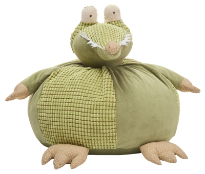 Kids Plush Crocodile Pouf Round Animal Pillow, Green