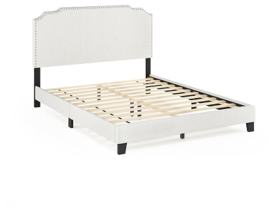 Upholstered Queen Panel Bed with Nailhead Trim - Thumbnail 5