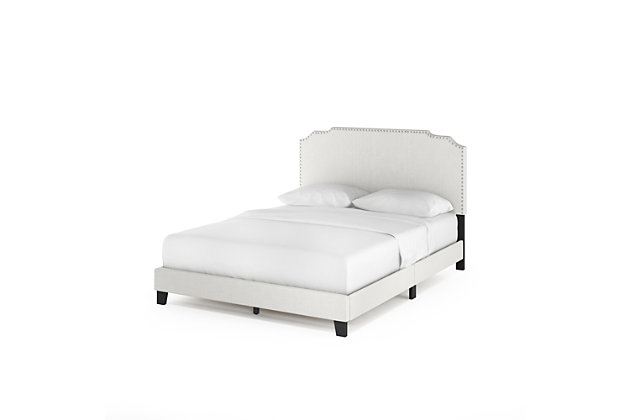 Upholstered Queen Panel Bed With, Nailhead Bed Frame