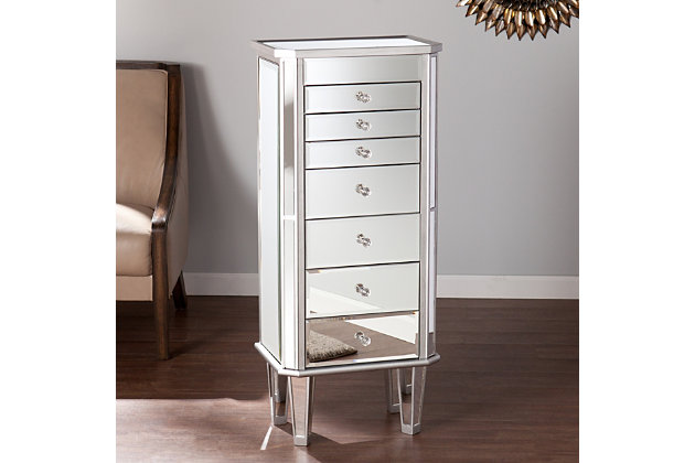 7 Drawer Jewelry Armoire Ashley, Large Mirrored Jewelry Box