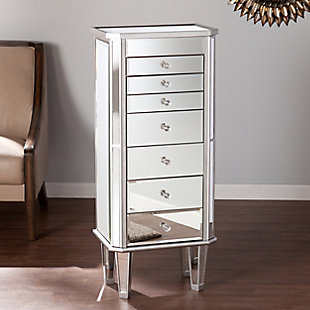 Mirrored Jewelry Armoire with 7 Drawers, , rollover