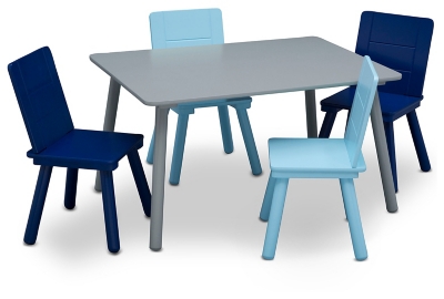 Delta Children Kids Table And 4 Chair Bundle, Blue/Gray, large