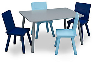 Kids Table And 4 Chair Bundle, Blue/Gray, large