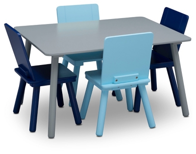 Delta Children Kids Table And 4 Chair Bundle, Blue/Gray, large