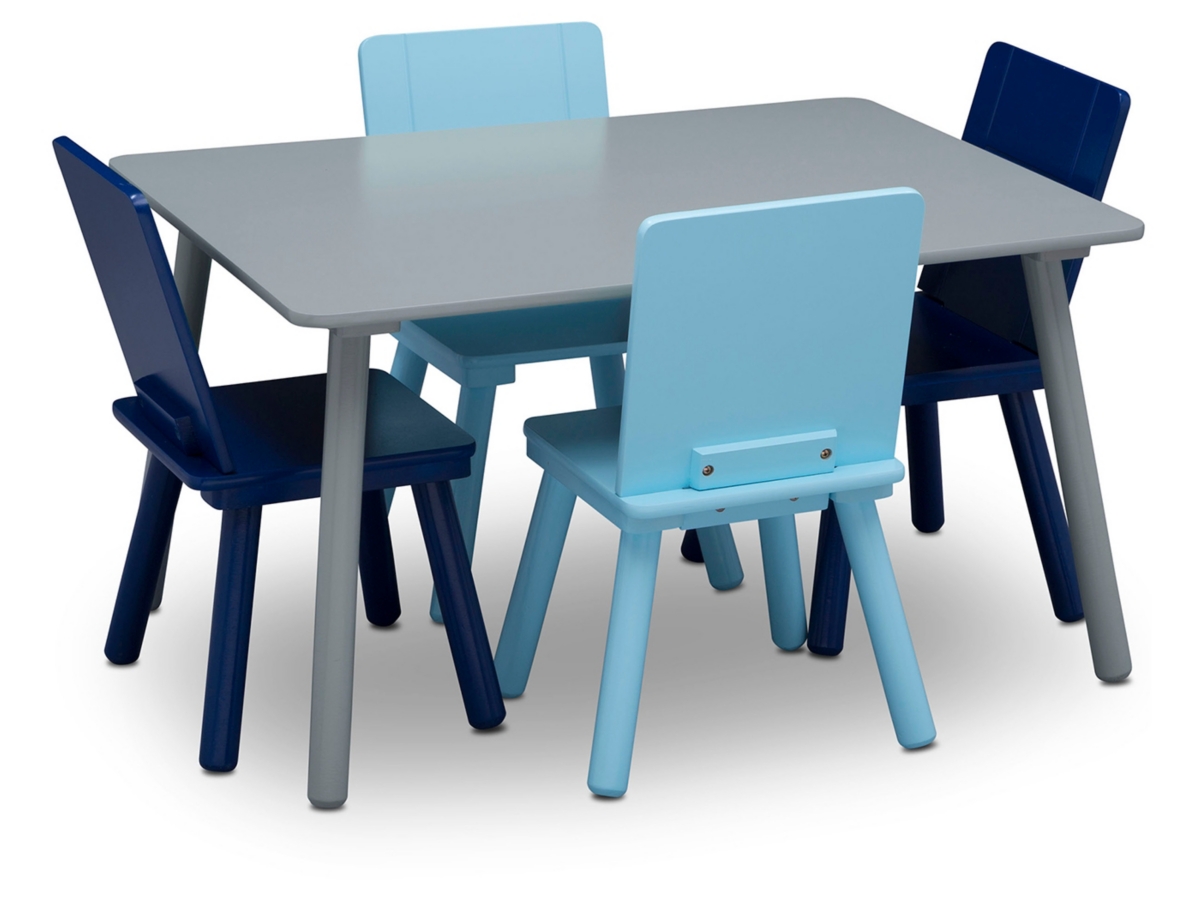 Delta Children Kids Table And 4 Chair Bundle, Blue/Gray, large