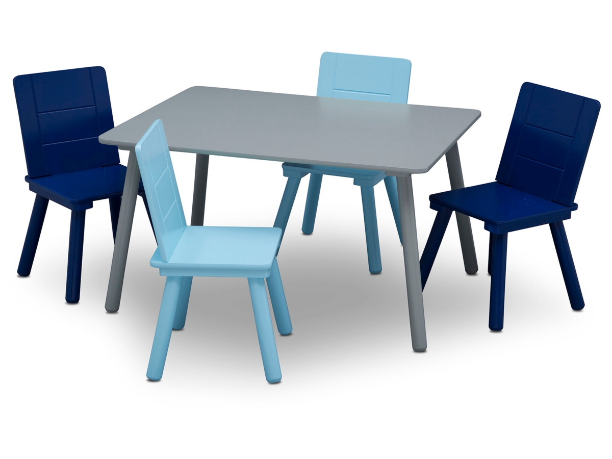 Delta Children Kids Table And 4 Chair Bundle, Blue/Gray, large
