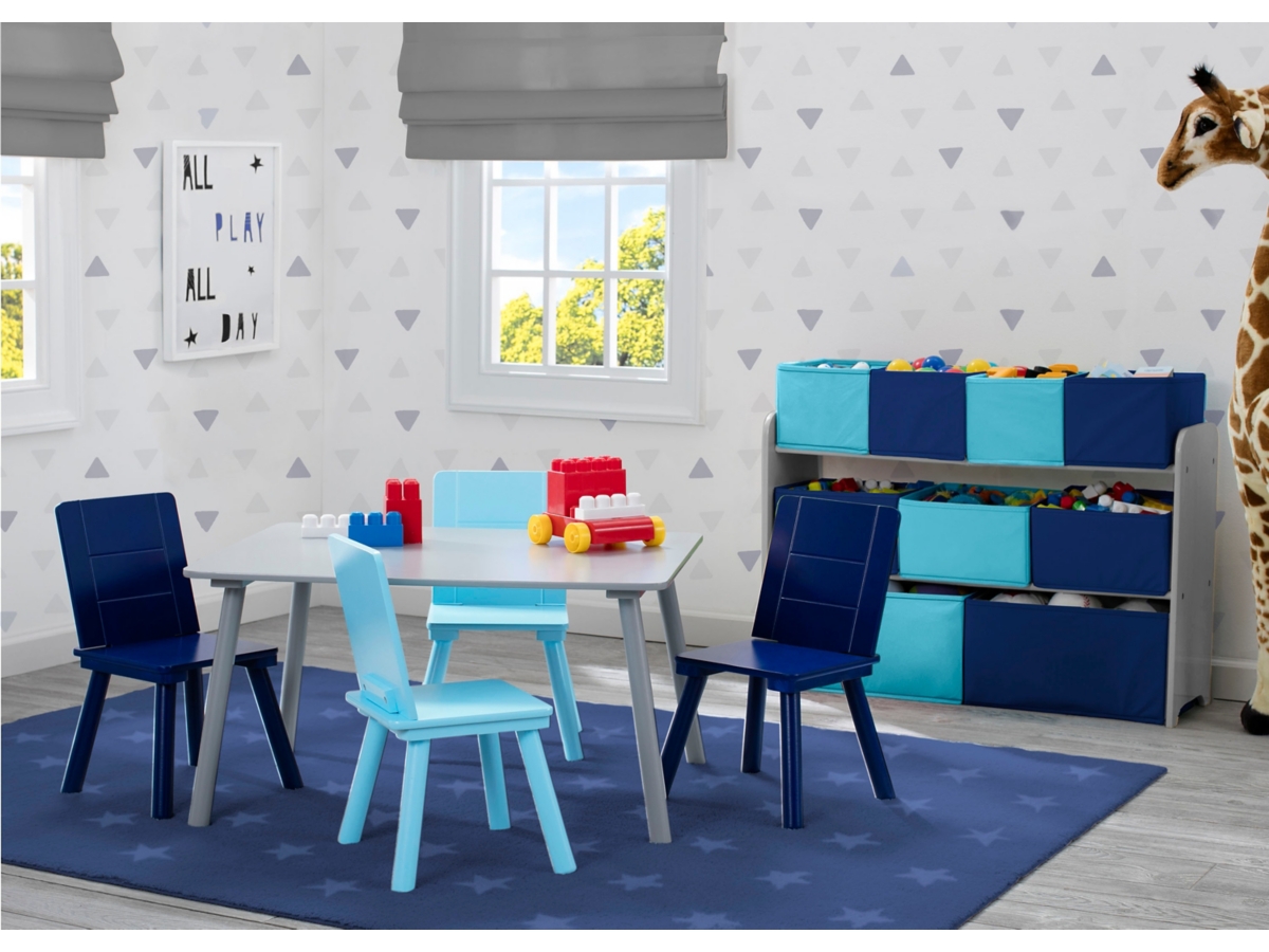 Delta Children Kids Table And 4 Chair Bundle, Blue/Gray, large
