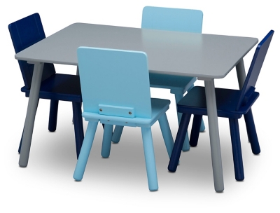 Delta Children Kids' Table and Chair Set 4 Chairs Included - Gray/Blue