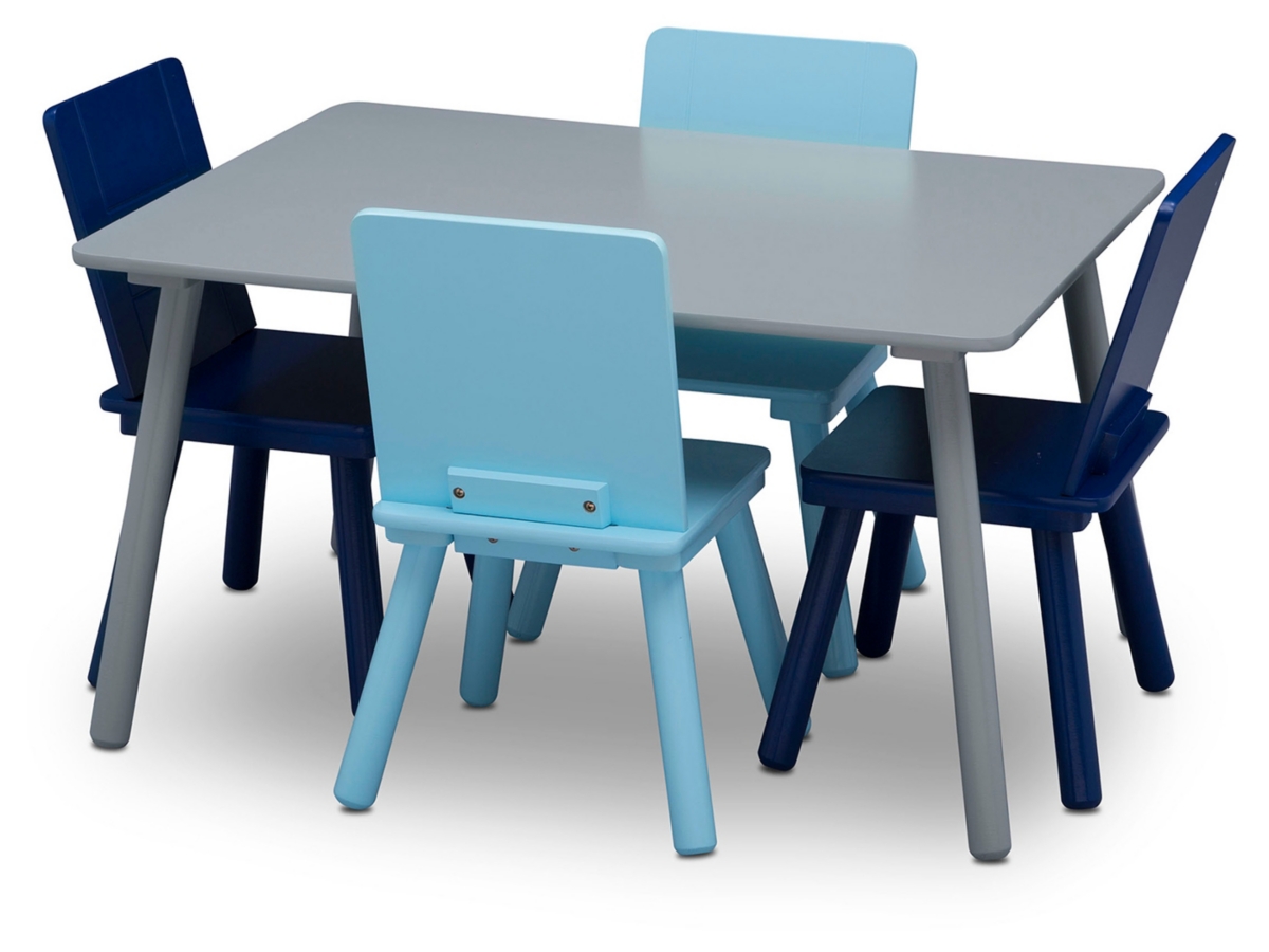 Delta Children Kids Table And 4 Chair Bundle, Blue/Gray, large