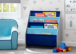Delta Children Sling Book Rack Bookshelf For Kid, Blue/Gray, rollover