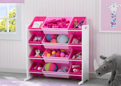 B600000669 Delta Children 12-Bin Storage Organizer, Pink/Whit sku B600000669