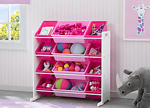Delta Children Kids 12 Bin Toy Storage Organizer, Pink/White, rollover