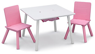 Delta Children Kids Table And Chair Bundle With Storage, Pink/White, large