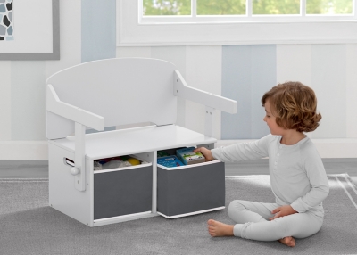 Delta Children Mysize Kids Activity Bench, White