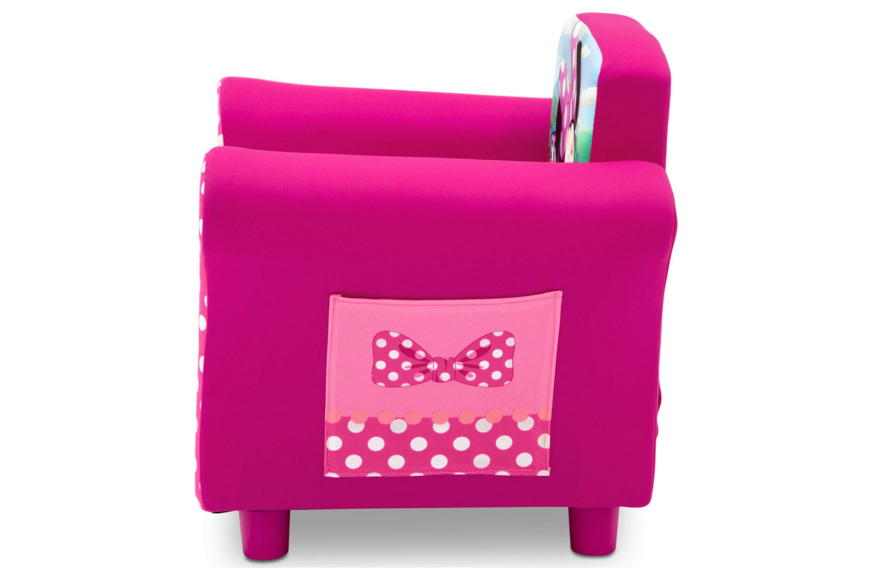 Delta Children Disney Minnie Mouse, Minnie Mouse Upholstered Chair With Ottoman Storage