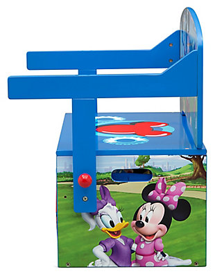 Add the fun-loving charm of Mickey to your home with the Disney Mickey Mouse Kids Activity Bench by Delta Children. An adorable addition to your child’s Clubhouse, this clever activity bench will have your child smiling ear-to-ear when they see the colorful graphics of Mickey, Minnie, Donald Duck and the rest of the lively bunch. Its innovative, 3-in-1 design converts from a bench with storage to a desk in seconds, offering your little Mouseketeer the perfect spot for playtime, study time—even mealtime. Designed as just the right size for a child, the smart construction also features ample storage underneath with two fabric bins—perfect for organizing books, toys or art supplies. Sporting a strong and sturdy wood frame, this piece will inspire years of imaginative play and learning, making any activity more animated!For any questions regarding delta children products, please contact consumersupport@deltachildren.com monday to friday, 8:30 a.m. To 6 p.m. (est) | Made of wood, engineered wood, metal and fabric | Recommended for ages 3 and up | 2 fabric storage bins | Easy assembly