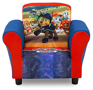 Bring new adventures to your little one’s space with the Nick Jr. PAW Patrol Upholstered Chair from Delta Children! A cozy toddler chair, it features a durable wood frame, plush foam padding, storage pockets on both sides, and colorful graphics of Chase, Rubble, Marshall, Skye, Everest, and the rest of the PAW Patrol crew. Create the perfect kids-only spot for reading, watching movies or just relaxing. This piece makes any activity extra special.For any questions regarding delta children products, please contact consumersupport@deltachildren.com monday to friday, 8:30 a.m. To 6 p.m. (est) | Made of wood, fabric and metal | Storage pockets on both sides | Recommended for ages 3-6 | Holds up to 100 pounds | Wipe clean with mild soap and water