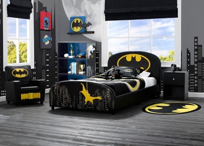 Delta Children Dc Comics Batman Upholstered Twin Bed, Black