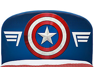 Inspire dreams of adventure and acts of courage with this Marvel Avengers Upholstered Twin Bed from Delta Children. Packed with POW, this cozy kids’ twin bed adds superhero style to your child’s bedroom with its bold graphics of Captain America’s shield and Thor’s hammer. Upholstered in a faux leather fabric, this sturdy bed provides your growing child with enduring comfort and adventure.Made of wood and faux leather fabric | Holds up to 350 pounds | Fits standard twin mattress (sold separately) | Bed does not require a foundation/box spring | Easy assembly | For any questions regarding delta children products, please contact consumersupport@deltachildren.com monday to friday, 8:30 a.m. To 6 p.m. (est)