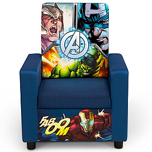Bring home the power of the Avengers with this Marvel Avengers High Back Upholstered Chair from Delta Children. Super-saturated colors vividly bring the Hulk, Iron Man, Captain America and Thor to life. A high, padded back and arms create a cozy, kid-sized spot that’s just for them.For any questions regarding delta children products, please contact consumersupport@deltachildren.com monday to friday, 8:30 a.m. To 6 p.m. (est) | Made of wood, fabric and metal | Recommended for ages 18 months and up | Holds up to 100 pounds | Wipe clean with mild soap and water | No assembly required