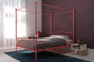 Kids Metal Canopy Full Bed, Pink