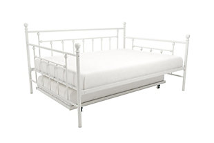 Kids Full Size Daybed with Twin Size Trundle, White, large