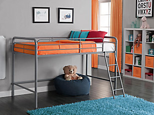 Kids Junior Twin Metal Loft Bed, Junior Bunk Bed With Stairs