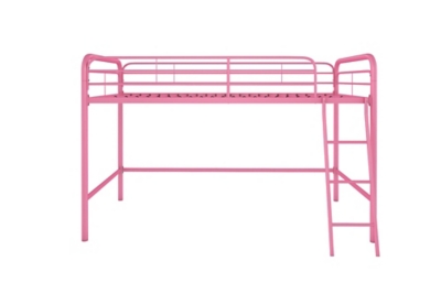 Kids Junior Twin Metal Loft Bed, Pink, large