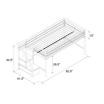 bewley junior twin loft bed with storage