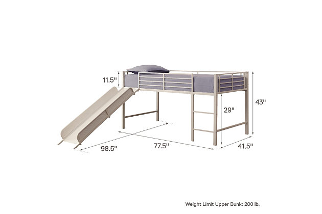 Kids Junior Twin Loft Bed With Slide, Dhp Junior Twin Metal Loft Bed With Slide Instructions