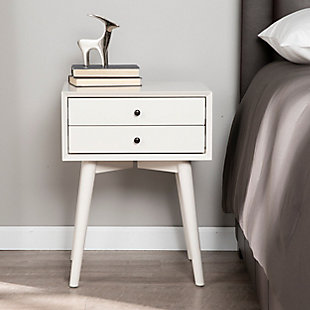 Two Drawer Nightstand with Tapered Legs, , rollover